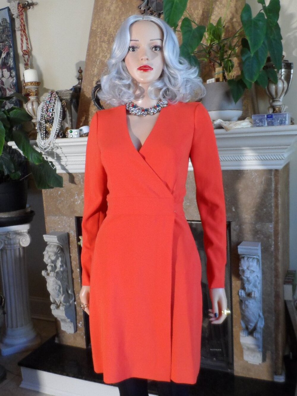 Diane von Furstenberg Orange-Red Wrap Light Coat Size 6